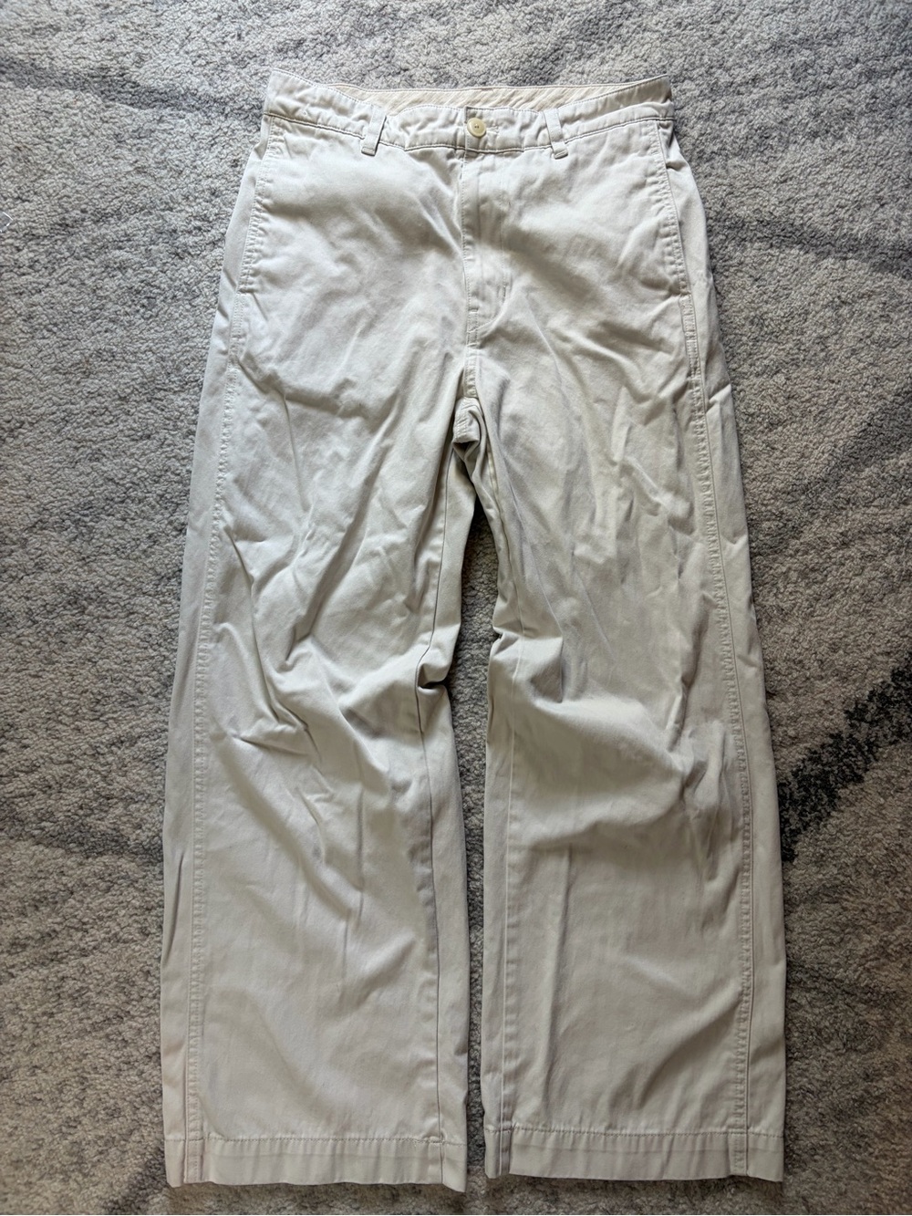 Uniqlo Wide Leg Chino Pants Cream Beige 100% Cotton Waist 30 Y2K